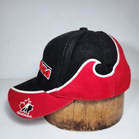 Puma Team Canada Hat Cap Youth Hook and Loop Shark Tooth Black Embroidered - Picture 9 of 10